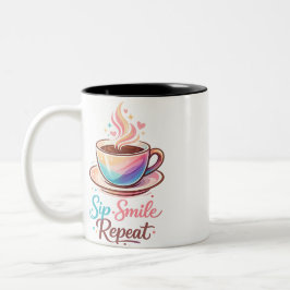 A cup of coffee to start your day with a smile zweifarbige tasse