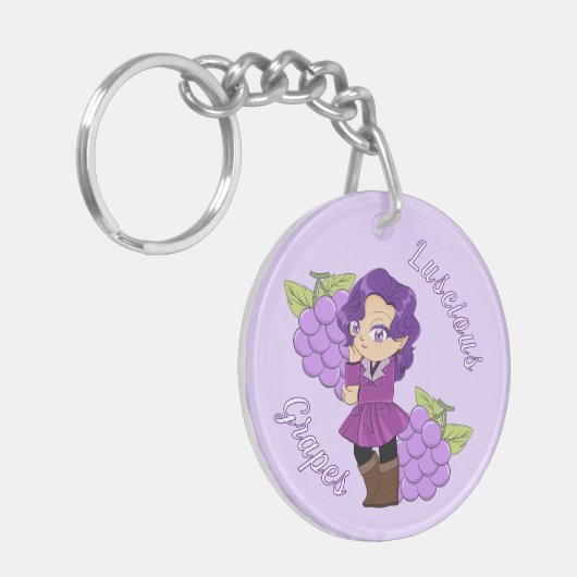 A Customize Key Chain with Cute Grape Chibi Schlüsselanhänger (Vorderseite links)
