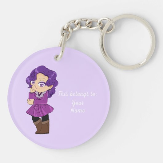 A Customize Key Chain with Cute Grape Chibi Schlüsselanhänger (Rückseite)
