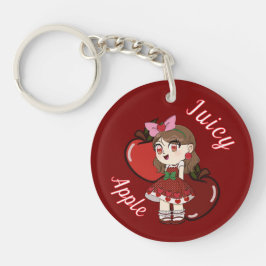 A Customized Key Chain with Cute Apple Chibi Schlüsselanhänger