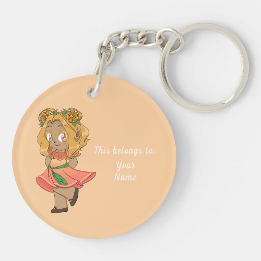 A Customized Key Chain with Cute Orange Chibi Schlüsselanhänger (Rückseite)