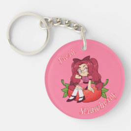 A Customized Key Chain with Cute Strawberry Chibi Schlüsselanhänger