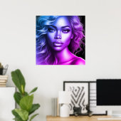 A Cute Blue and Purple Woman on a Wall Poster (Heimbüro)