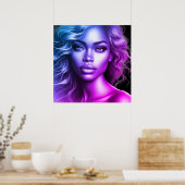 A Cute Blue and Purple Woman on a Wall Poster (Küche)