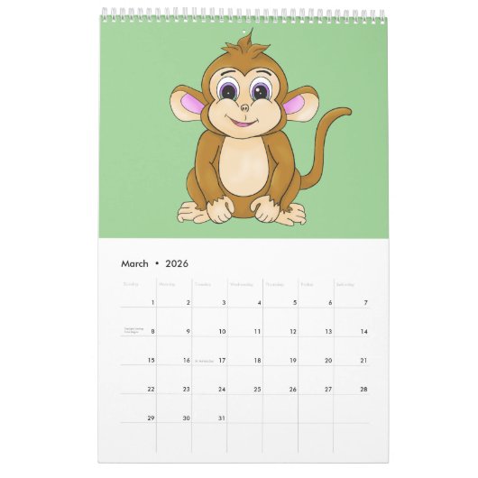 A cute calendar filled with happy characters kalender (Mär 2026)