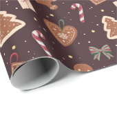 A Cute Christmas Wrapping Paper With Gingerbread Geschenkpapier (Rolleneckpunkt)