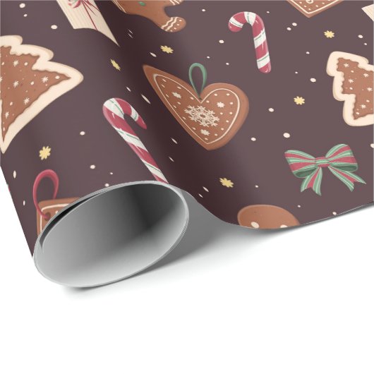 A Cute Christmas Wrapping Paper With Gingerbread Geschenkpapier (Rolleneckpunkt)