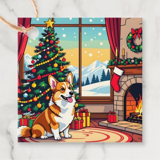 A Cute Festive Corgi Christmas Geschenkanhänger (Vorderseite)