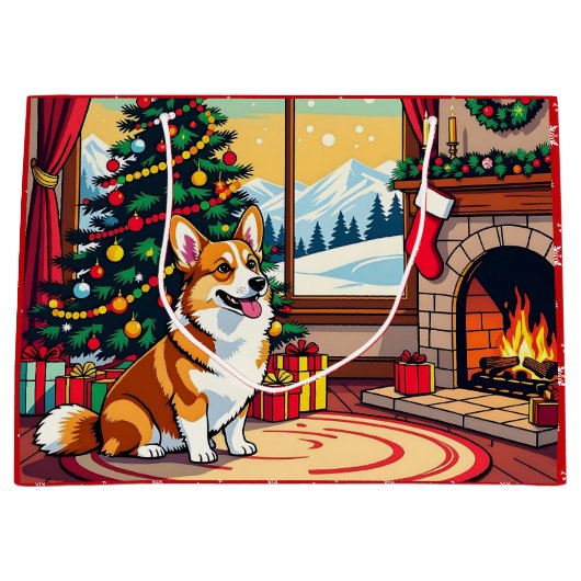 A Cute Festive Corgi Christmas Große Geschenktüte (Vorderseite)