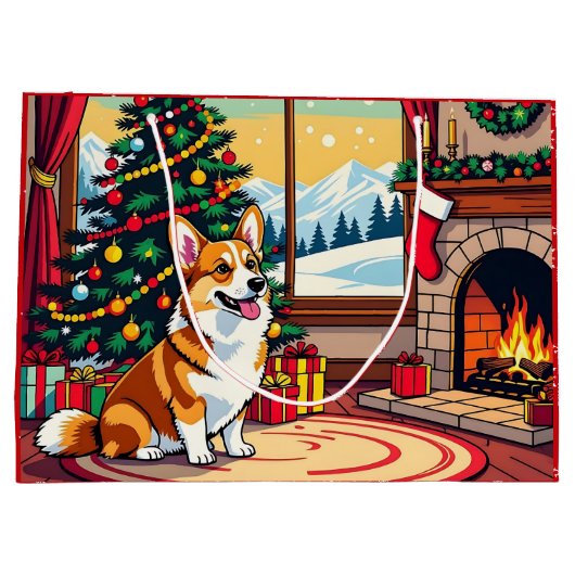 A Cute Festive Corgi Christmas Große Geschenktüte (Rückseite)