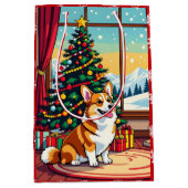 A Cute Festive Corgi Christmas Mittlere Geschenktüte (Vorderseite)