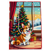 A Cute Festive Corgi Christmas Mittlere Geschenktüte (Rückseite)