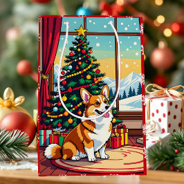A Cute Festive Corgi Christmas Mittlere Geschenktüte