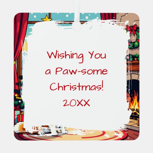 A Cute Festive Corgi Christmas Ornament Aus Metall (Rückseite)