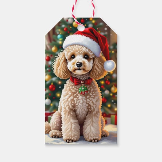 A Cute Festive Poodle Christmas   Geschenkanhänger (Vorderseite)
