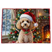 A Cute Festive Poodle Christmas   Große Geschenktüte (Vorderseite)