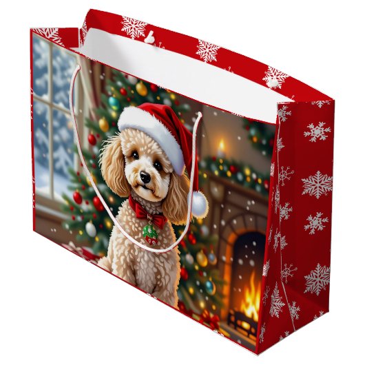 A Cute Festive Poodle Christmas   Große Geschenktüte (Rückseite Schrägansicht)