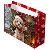 A Cute Festive Poodle Christmas   Große Geschenktüte (Vorderseite Schrägansicht)