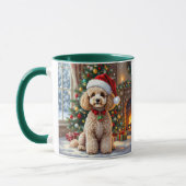 A Cute Festive Poodle Personalized Christmas Tasse (Links)