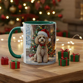 A Cute Festive Poodle Personalized Christmas  Tasse