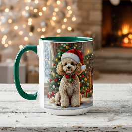 A Cute Festive Poodle Personalized Christmas Tasse