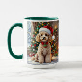 A Cute Festive Poodle Personalized Christmas Tasse (Links)