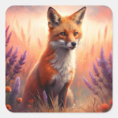 A Cute Forest Red Fox Quadratischer Aufkleber (Vorderseite)