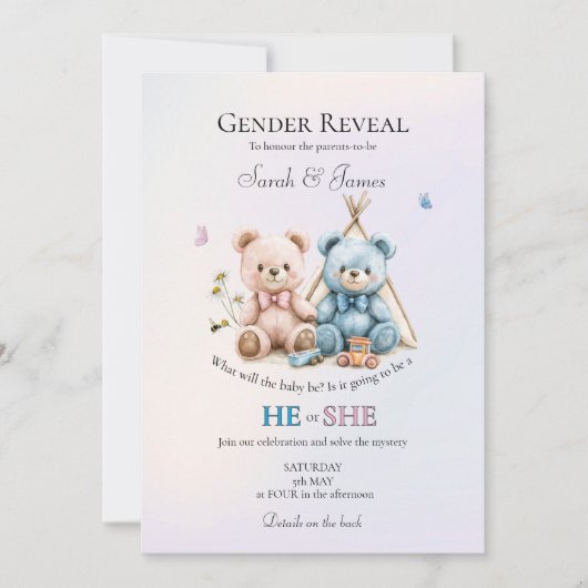 A Cute Gender Reveal Party Invitation Einladung (Vorderseite)