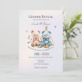 A Cute Gender Reveal Party Invitation Einladung (Stehend Vorderseite)