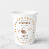 A Cute Little Dinosaur Is On The Way Baby Shower  Pappbecher (Rückseite)