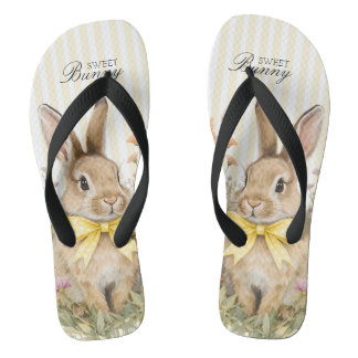 A cute little Floral Bunny Yellow Bow Baby Shower  Badesandalen