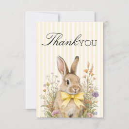 A cute little Floral Bunny Yellow Bow Baby Shower  Dankeskarte