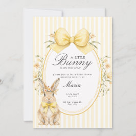 A cute little Floral Bunny Yellow Bow Baby Shower  Einladung