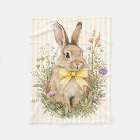 A cute little Floral Bunny Yellow Bow Baby Shower  Fleecedecke (Vorderseite)