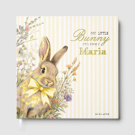 A cute little Floral Bunny Yellow Bow Baby Shower  Gästebuch