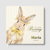 A cute little Floral Bunny Yellow Bow Baby Shower  Gästebuch (Vorderseite)