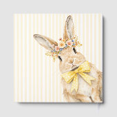 A cute little Floral Bunny Yellow Bow Baby Shower  Gästebuch (Rückseite)