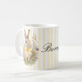 A cute little Floral Bunny Yellow Bow Baby Shower  Kaffeetasse (Vorderseite Links)