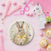 A cute little Floral Bunny Yellow Bow Baby Shower  Pappteller (Party)