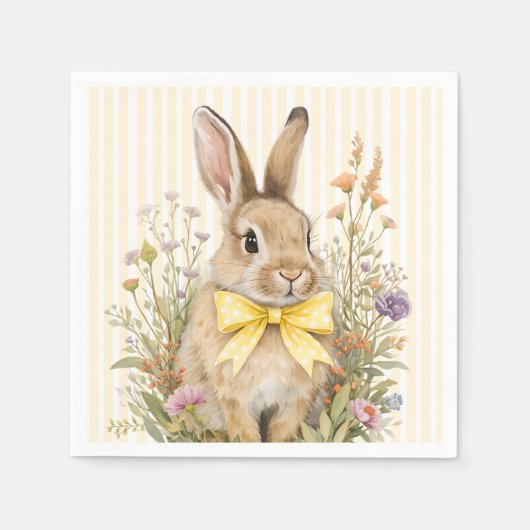 A cute little Floral Bunny Yellow Bow Baby Shower  Serviette (Vorderseite)