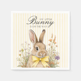 A cute little Floral Bunny Yellow Bow Baby Shower  Serviette