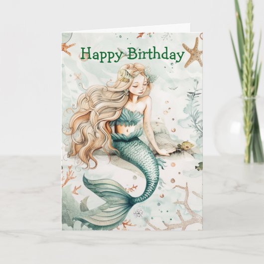 A Cute Mermaid Birthday Karte (Vorderseite)