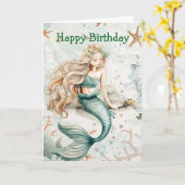 A Cute Mermaid Birthday Karte (Gelbe Blume)