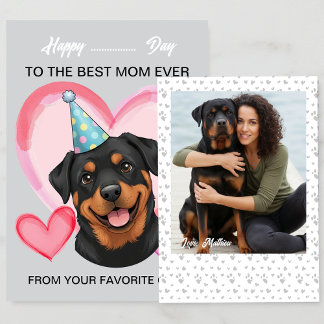 A cute Rottweiler on a special occasion for Mom Feiertagskarte