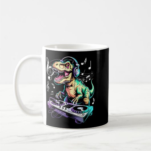 A Cute T-rex Playing Electronic Music Funny Dj Din Kaffeetasse (Links)