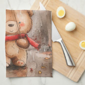 A Cute Teddy Bear in The Rain Geschirrtuch (Viertel Falte)
