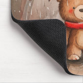 A Cute Teddy Bear in The Rain Mousepad (Ecke)