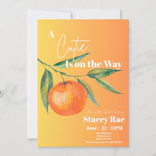 A Cutie Is On The Way Baby Shower Invitation  Einladung (Vorderseite)