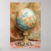 A decorative globe adorned with floral motifs poster (Vorne)