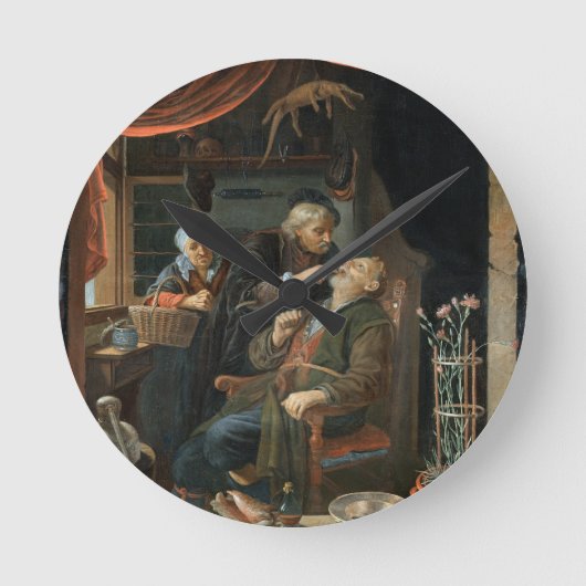 A Dentist Examining The Tooth of an Old Man (oil o Runde Wanduhr (Vorderseite)